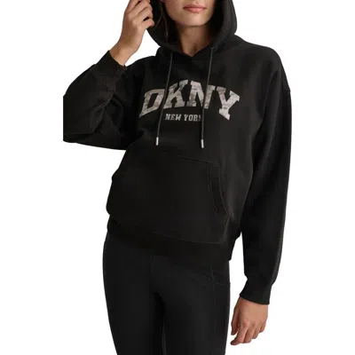 Dkny Varsity Camo Logo Hoodie In Black