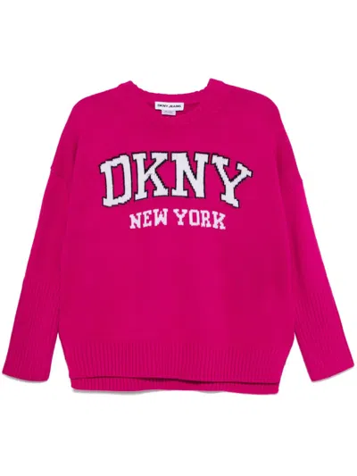 Dkny Varsity-logo Jumper In Pink