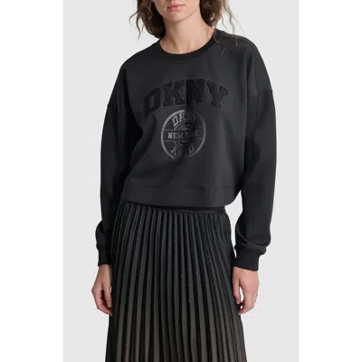 Dkny Varsity Logo Sweatshirt In Black/black