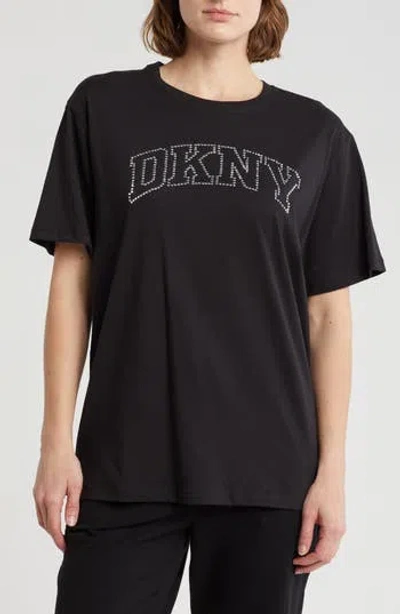 Dkny Varsity Rhinestone Logo T-shirt In Multi