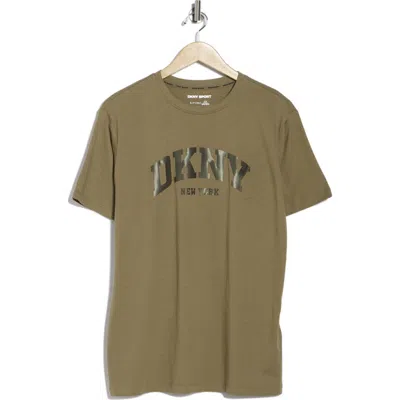Dkny Varsity Satin Logo Oversize T-shirt In Green
