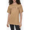 Dkny Varsity Satin Logo Oversize T-shirt In Neutral