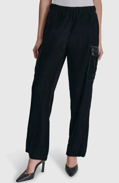 Dkny Velvet Cargo Pants In Black