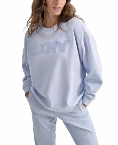 Dkny Velvet-logo Sweatshirt In Rain In Blue