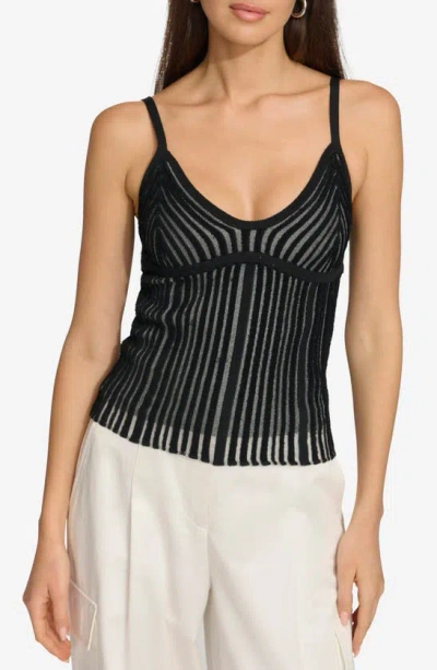 Dkny Vertical Stripe Sweater Camisole In Black