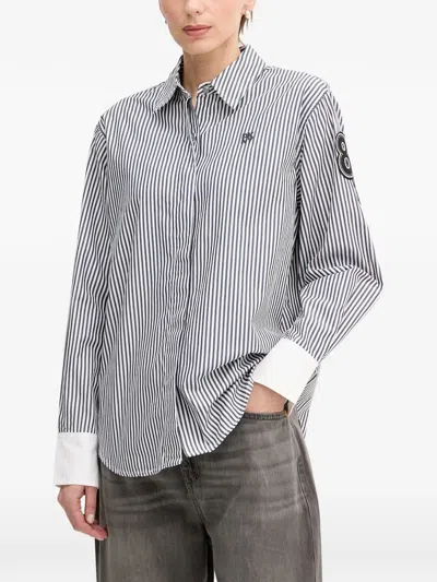 Dkny Vertical-stripe Logo-print Shirt In Multi