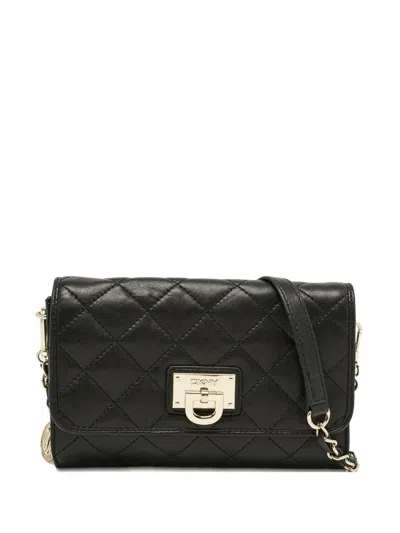 Pre-owned Dkny Vintage 2014 Quilted Cross Body Bag In Black