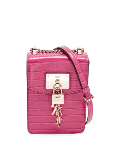 Pre-owned Dkny Vintage 2022 Elissa Croc-embossed Cross Body Bag In Pink