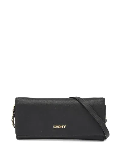Pre-owned Dkny Vintage 2024 Leather Flap Wallet