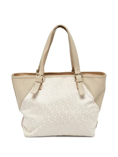 Pre-owned Dkny Vintage 2024 Monogram Tote Bag In Neutral