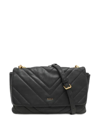 Pre-owned Dkny Vintage Allen Quilted Leather Crossbody Bag In Black