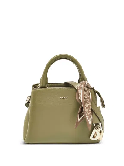 Pre-owned Dkny Vintage Attached-scarf Leather Tote Bag