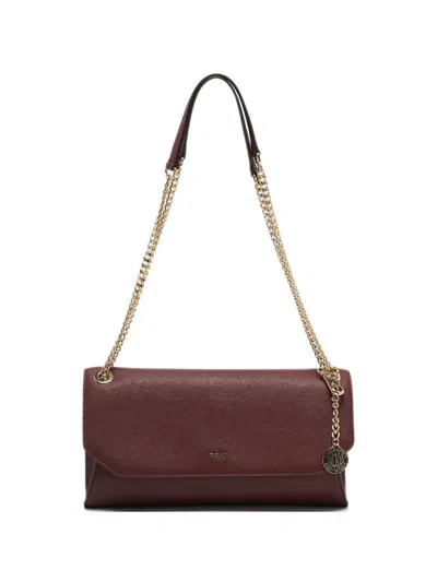 Pre-owned Dkny Vintage Bryant Leather Chain-strap Shoulder Bag In Red