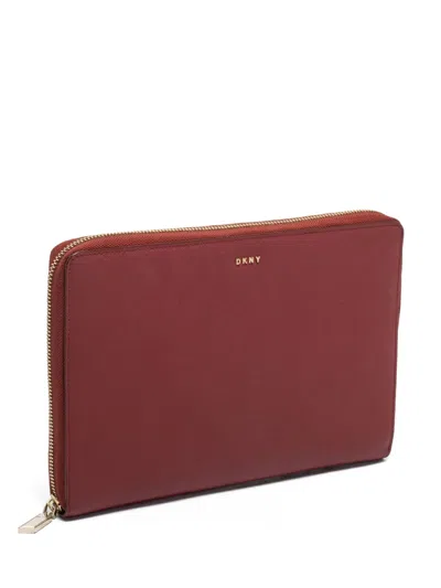 Pre-owned Dkny Vintage Bryant Leather Clutch Bag In Brown