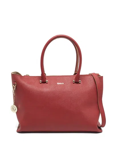 Pre-owned Dkny Vintage Bryant Park Leather Tote Bag In Red