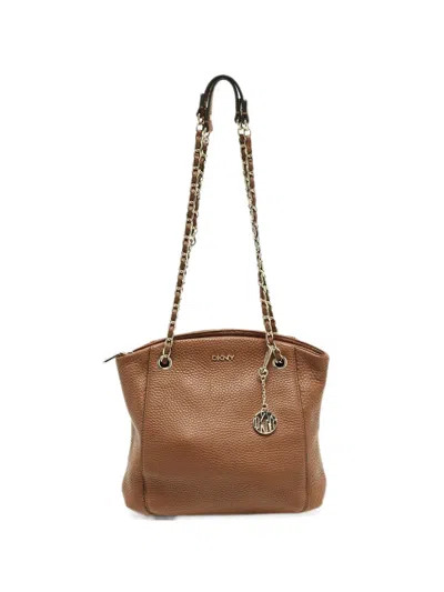 Pre-owned Dkny Vintage Chain-strap Tote Bag In Brown