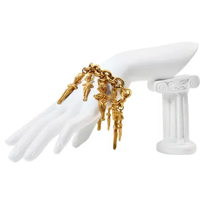 Pre-owned Dkny Vintage  Gold Charm Bracelet With Dangling Characters, Circa 1980s In Multi