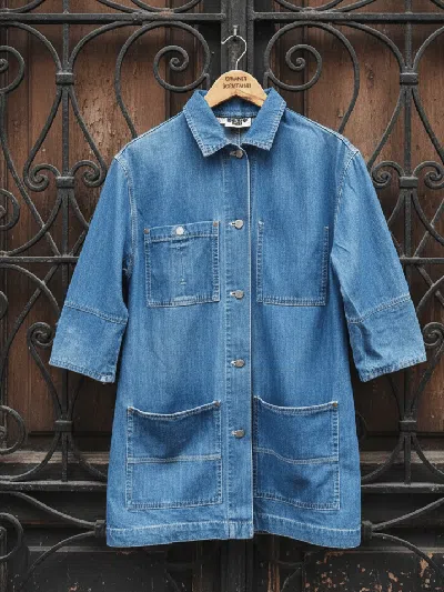 Pre-owned Dkny Vintage  Jeans Denim Chore Coat Jacket Macau Made In Blue