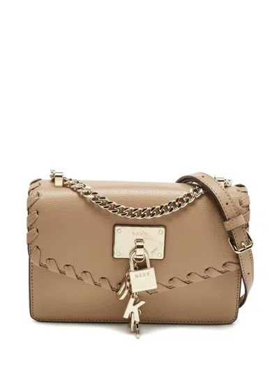 Pre-owned Dkny Vintage Elissa Leather Cross Body Bag In Neutral