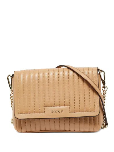 Pre-owned Dkny Vintage Gansevoort Leather Shoulder Bag In Neutral