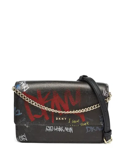 Pre-owned Dkny Vintage Graffiti Leather Shoulder Bag