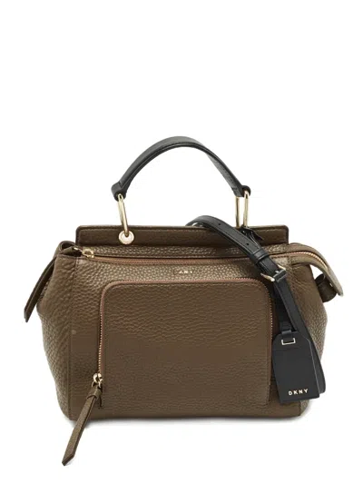 Pre-owned Dkny Vintage Greenwich Leather Top-handle Tote Bag In Brown