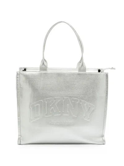 Pre-owned Dkny Vintage Large Hadlee Tote Bag In Silver