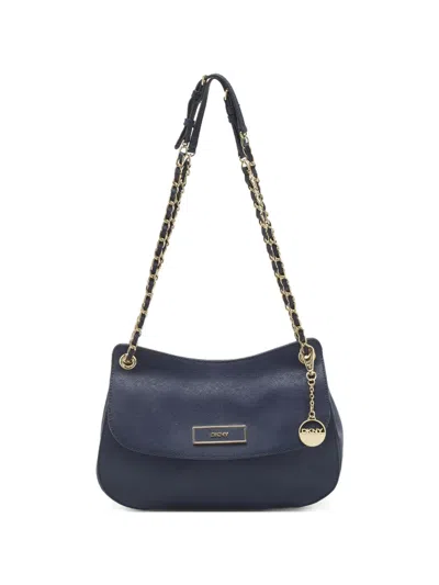 Pre-owned Dkny Vintage Leather Chain Shoulder Bag In Blue
