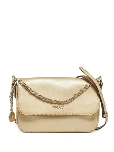 Pre-owned Dkny Vintage Leather Crossbody Bag In Gold