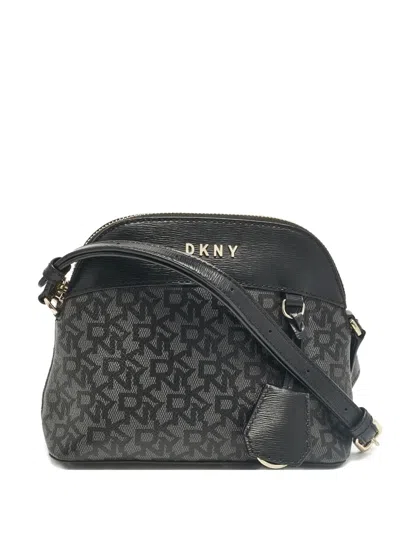 Pre-owned Dkny Vintage Leather Monogram Crossbody Bag