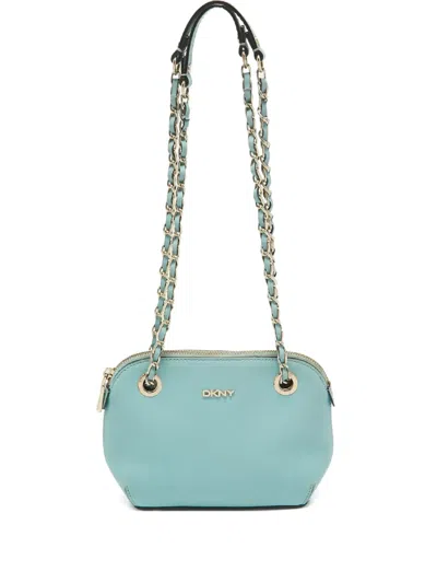 Pre-owned Dkny Vintage Leather Shoulder Bag In Blue