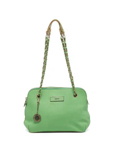 Pre-owned Dkny Vintage Leather Shoulder Bag In Green
