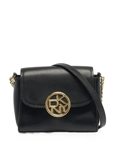 Pre-owned Dkny Vintage Logo-flap Crossbody Bag In Black