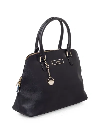 Pre-owned Dkny Vintage Logo-plaque Leather Tote Bag In Black
