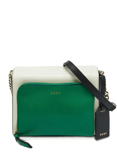 Pre-owned Dkny Vintage  Bryant Park Leather Bi-colour Cross Body Bag In White