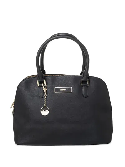 Pre-owned Dkny Vintage  Canvas Top-zip Tote Bag In Black