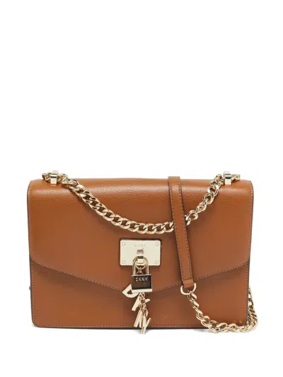 Pre-owned Dkny Vintage  Elissa Flap Cross Body Bag In Brown