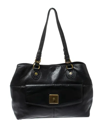 Pre-owned Dkny Vintage  Leather Dual-handle Tote Bag In Black