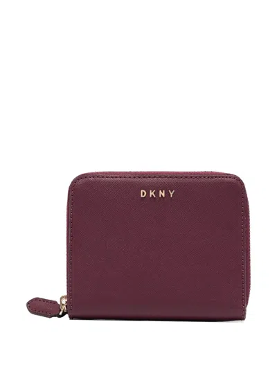 Pre-owned Dkny Vintage  Leather Zip Wallet In Red