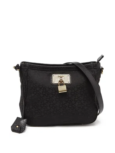 Pre-owned Dkny Vintage  Monogram Cross Body Bag In Black