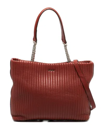 Pre-owned Dkny Vintage  Quilted Chain-handle Bag In Red