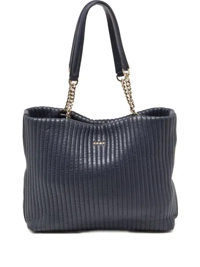 Pre-owned Dkny Vintage  Quilted Tote Bag In Blue