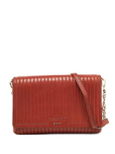 Pre-owned Dkny Vintage Quilted Leather Shoulder Bag In Red