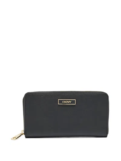 Pre-owned Dkny Vintage Textured-leather Zip-around Wallet