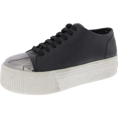Dkny Virgo Womens Leather Lifestyle Casual And Fashion Sneakers In Black