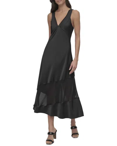 Dkny V-neck Dress In Black