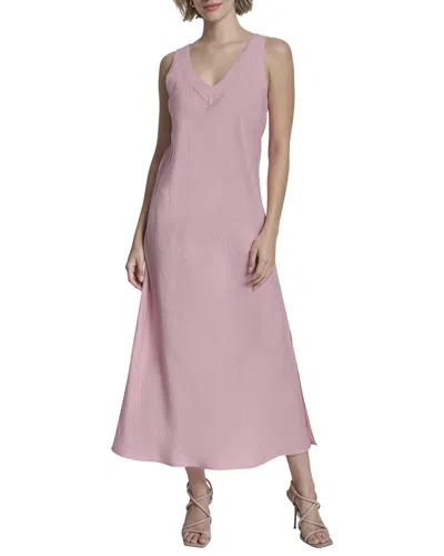 Dkny V-neck Panel Linen Dress In Purple