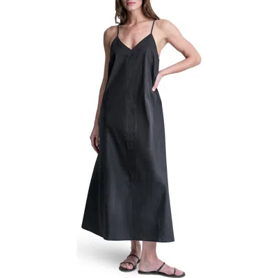 Dkny V-neck Sleeveless Maxi Dress In Black