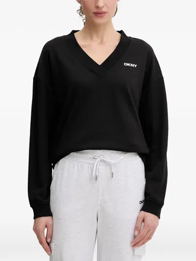 Dkny V-neck Sweatshirt In Black