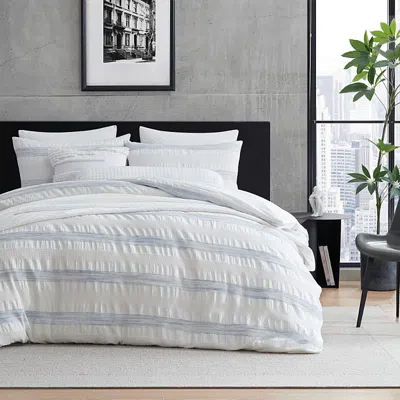 Dkny Waffle Stripe Duvet Cover Set, Full/queen In White